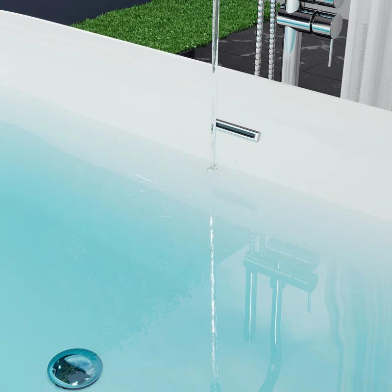 Rejoice 59'' x 29.5'' Freestanding Soaking Solid Surface Bathtub