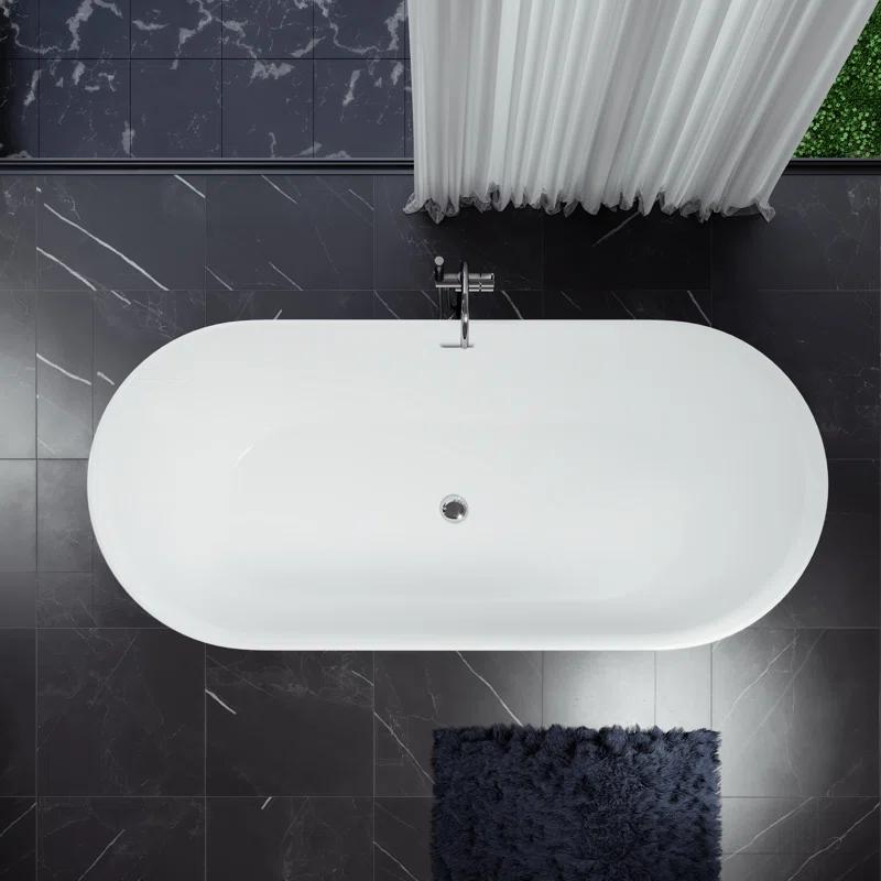 Rejoice 59'' x 29.5'' Freestanding Soaking Solid Surface Bathtub