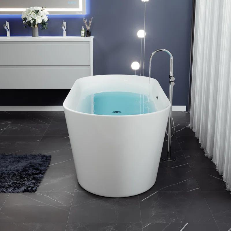 Rejoice 59'' x 29.5'' Freestanding Soaking Solid Surface Bathtub