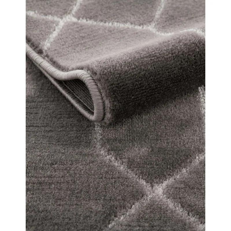Glam Geometric Gray Silver Area Rug