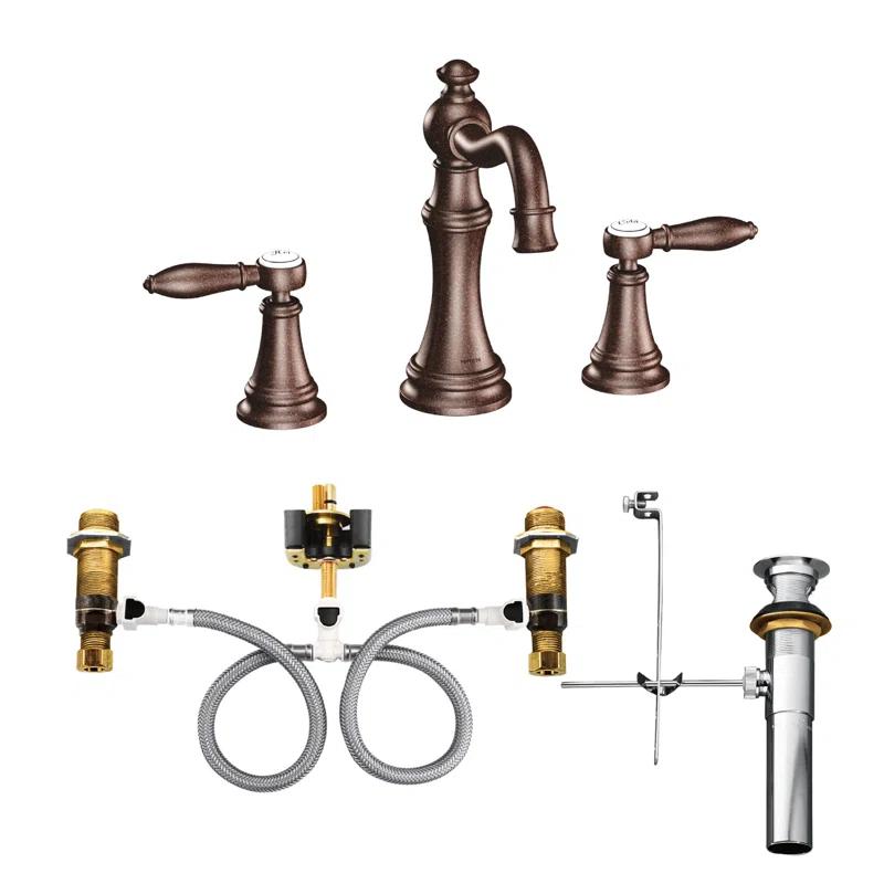 Elegant 7.5" Polished Nickel Widespread Bathroom Faucet in Oil Rubbed Bronze