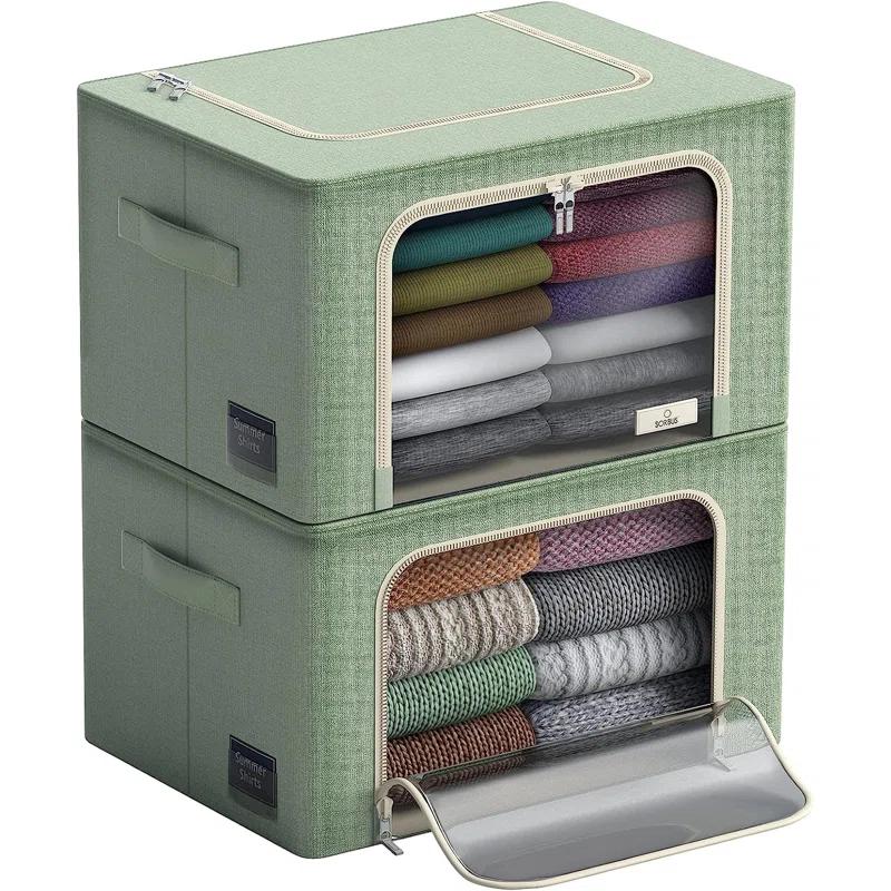 Green Collapsible Fabric Storage Cube with Clear Window