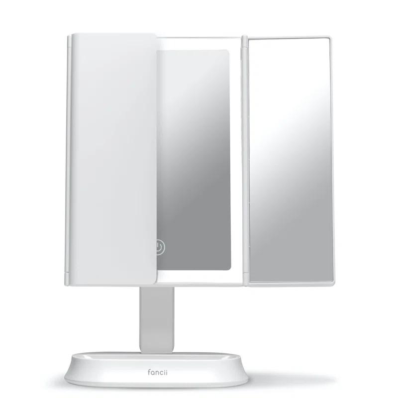 White LED Trifold Magnifying Makeup Mirror with Touch Sensor