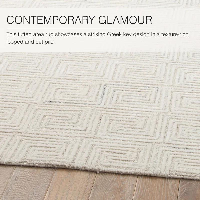 Hampson Contemporary Hand-Tufted Gray Wool & Viscose 8'x11' Rug