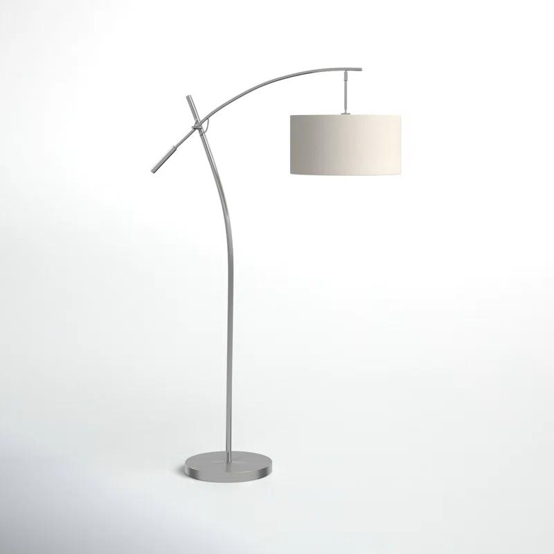 Adjustable White Arc Floor Lamp with Metal Frame