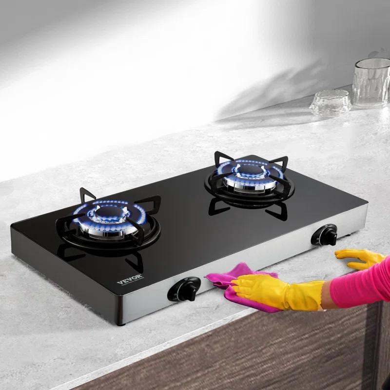 VEVOR 24" Black Natural Gas 2 Burner Cooktop
