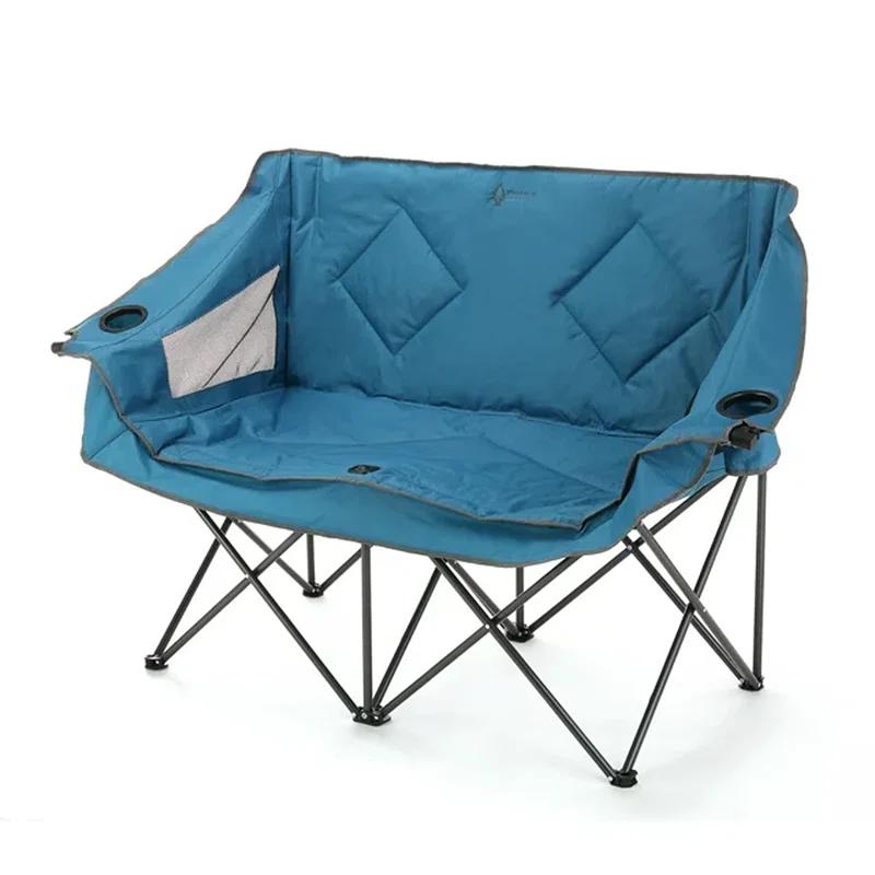 Deluxe Duo Double Outdoor Loveseat with Wine Glass Holders - Blue