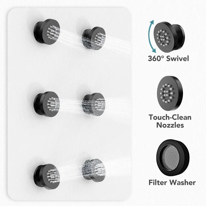 Wall Mounted Dual Thermostatic Shower Shower Faucet Set ,Waterfall & Rainfall Shower Head with Rough-In Valve