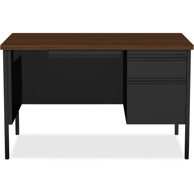 Black Walnut 48" Professional Steel Pedestal Desk with Drawer