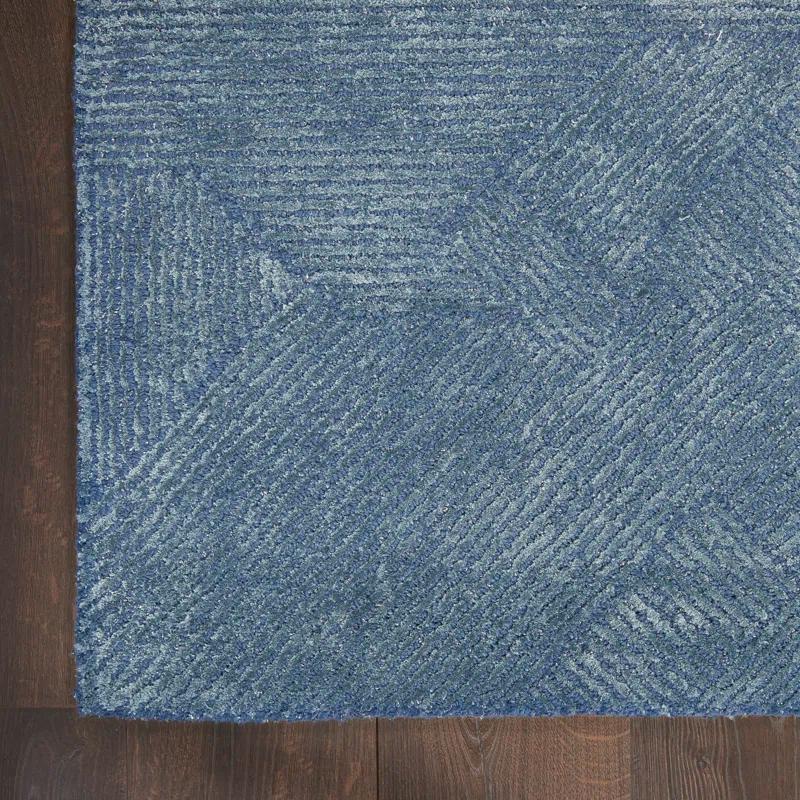 Celestial Abstract 5'3" x 7'3" Blue Hand-Tufted Wool-Viscose Rug