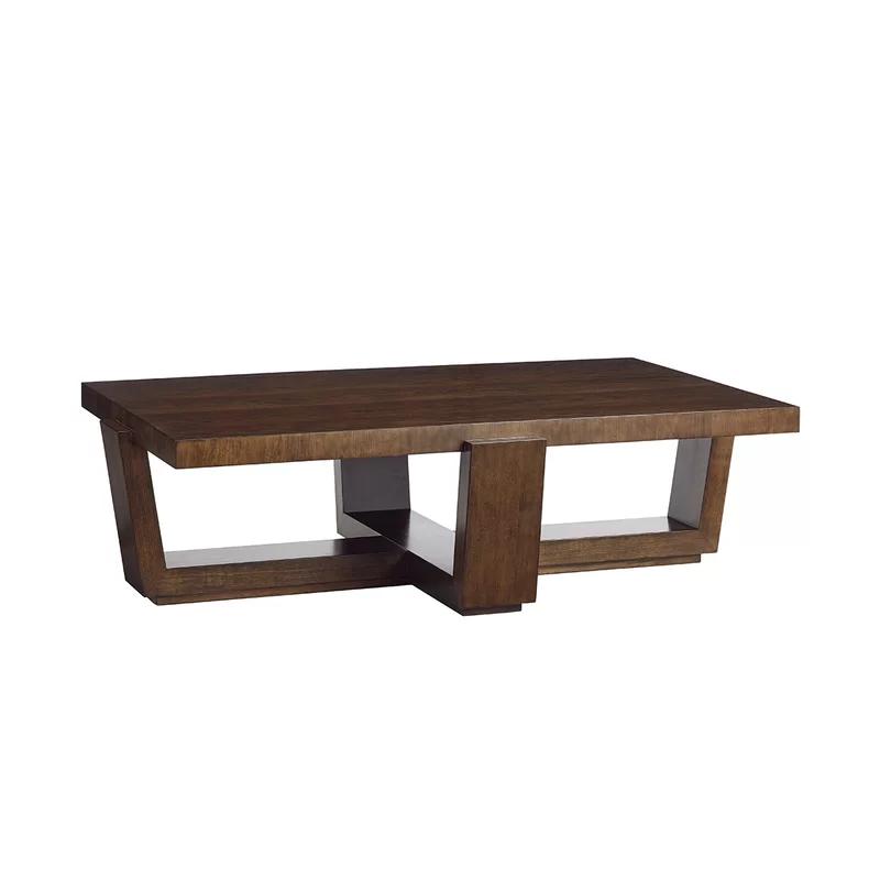 Contemporary Mocha Brown Wood Rectangular Cocktail Table