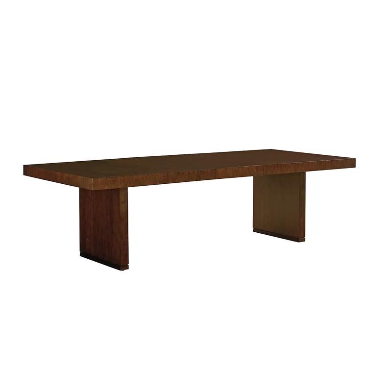 Transitional Extendable Brown Wood Dining Table for Ten