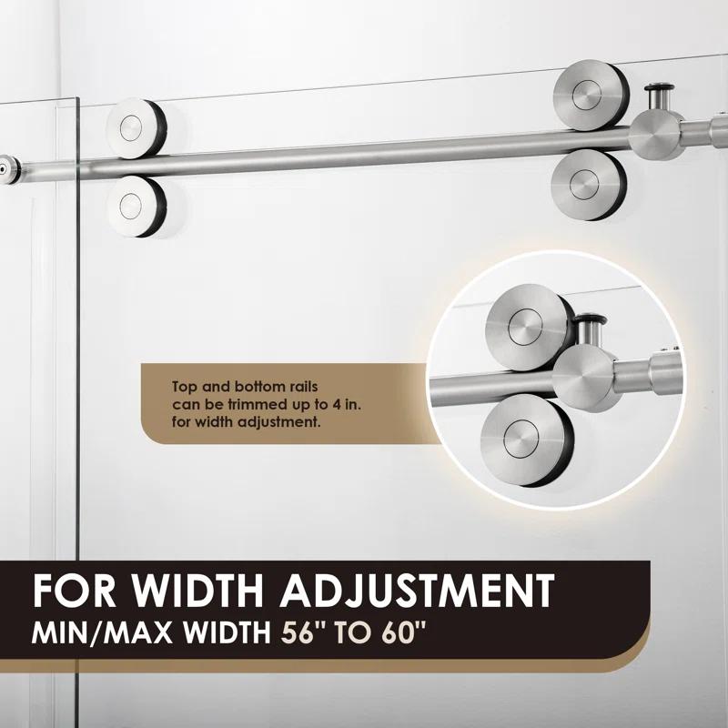 56" - 60" W x 78" H Single Sliding Frameless Shower Door