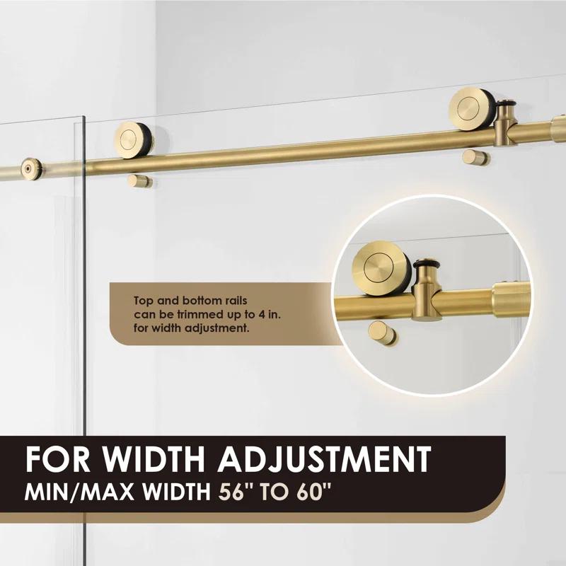 56" - 60" W x 58" H Single Sliding Frameless Tub Door