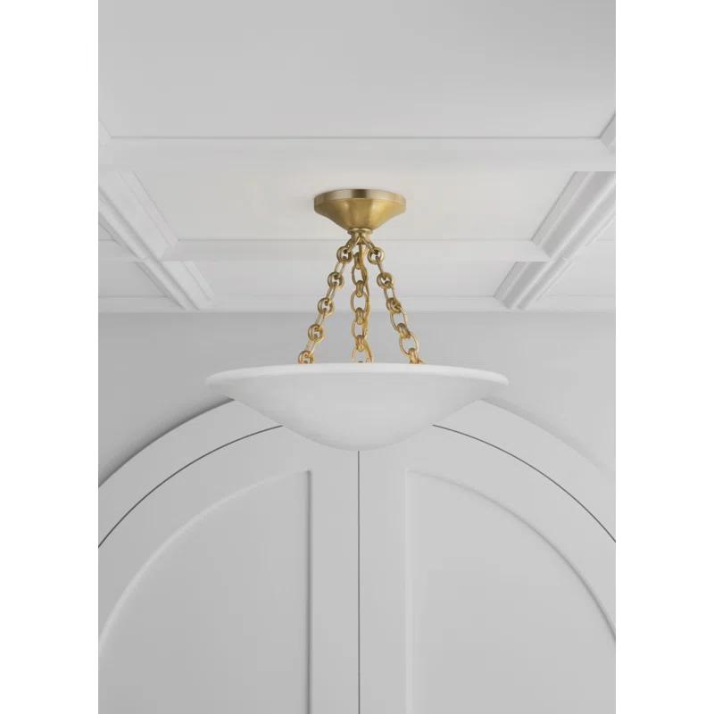 Elegant Antique Brass & Crystal 16" Indoor/Outdoor Ceiling Light
