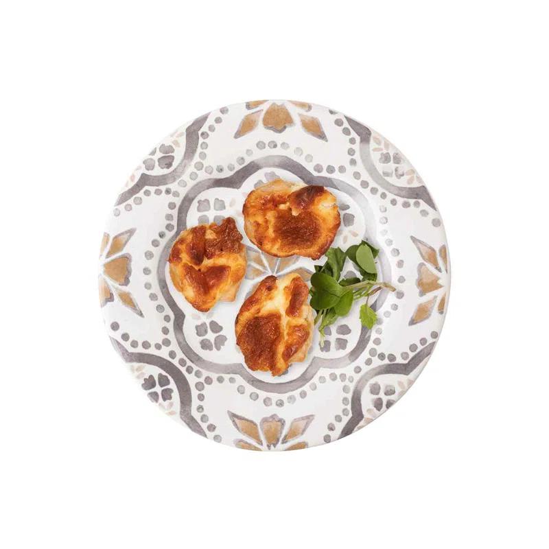 Bohemian Hand-Painted Ceramic Appetizer Plate with Floral Motif