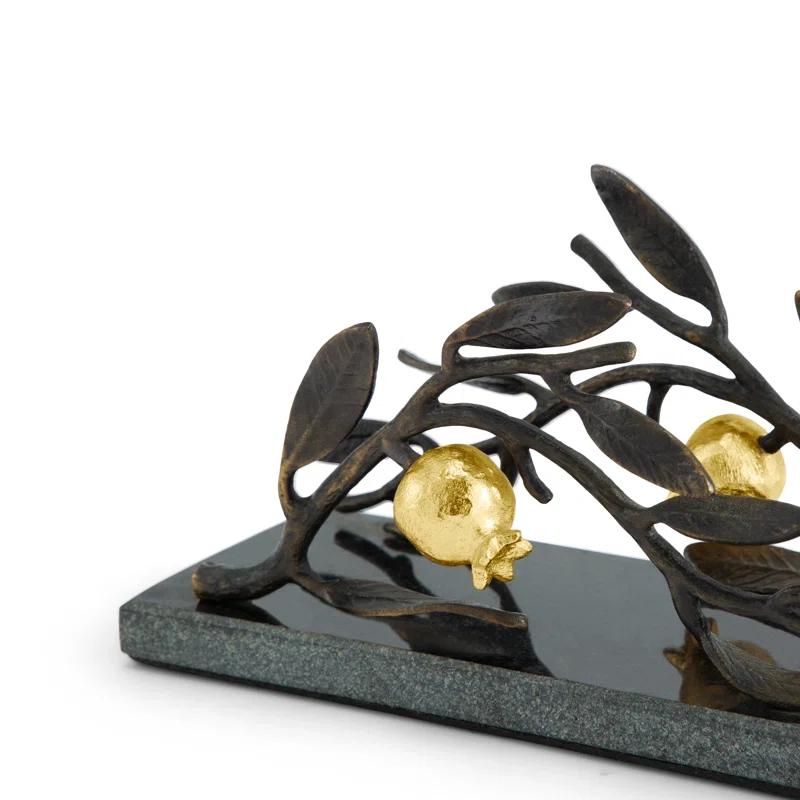 Black Metal Napkin Holder with Gold 3D Embellishment