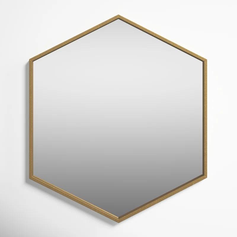 McNeer 22" x 25" Geometric Gold Hexagon Wall Mirror