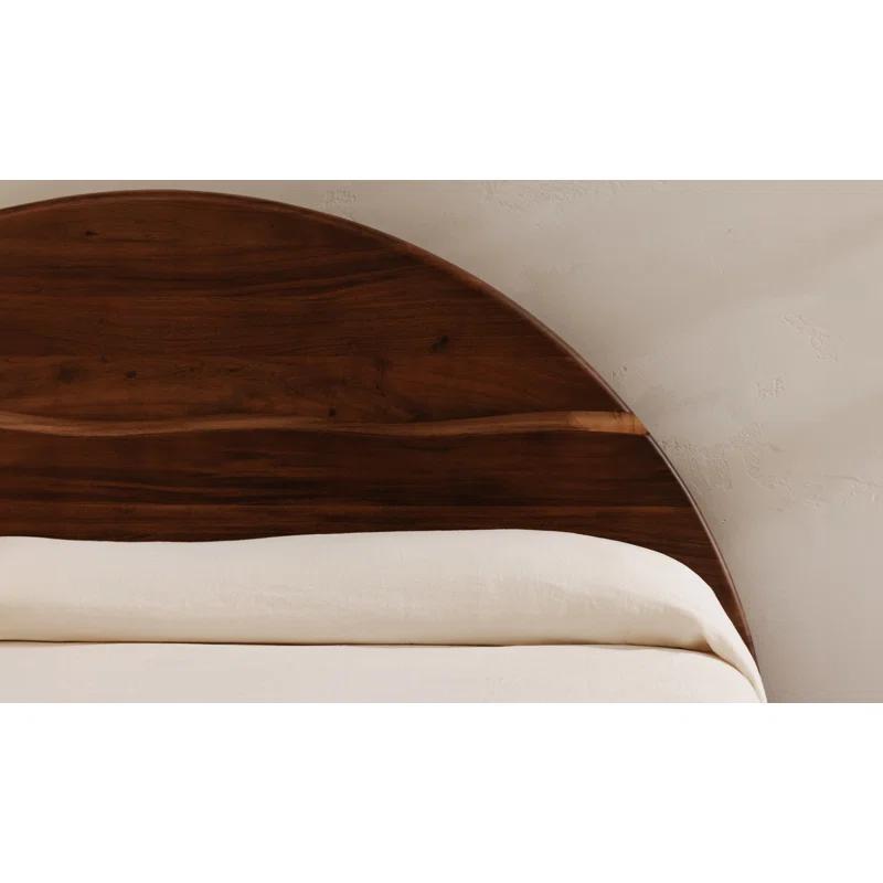 Rustic Luxe Rounded Headboard Acacia Wood Queen Bed