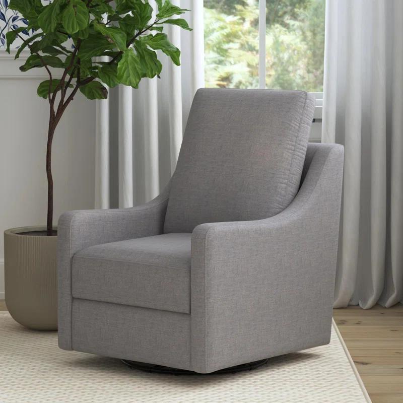 Misty Gray 34" Plush Swivel Glider with High Pillowback