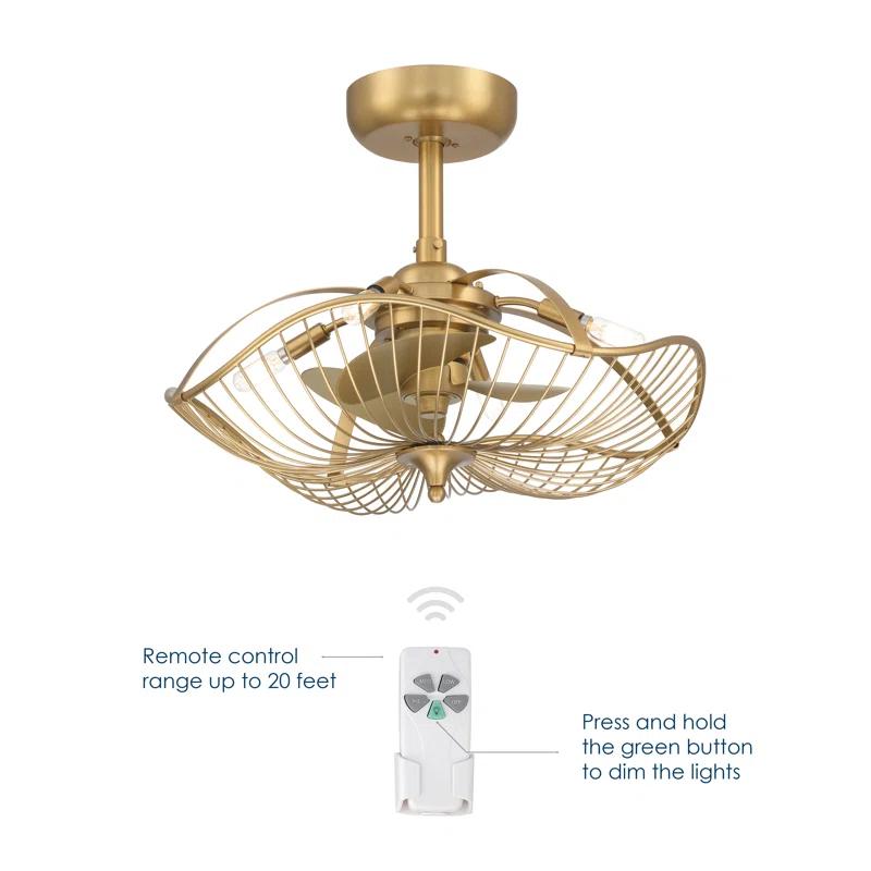 22" Akoni 3 - Blade Ceiling Fan with Light Kit Included
