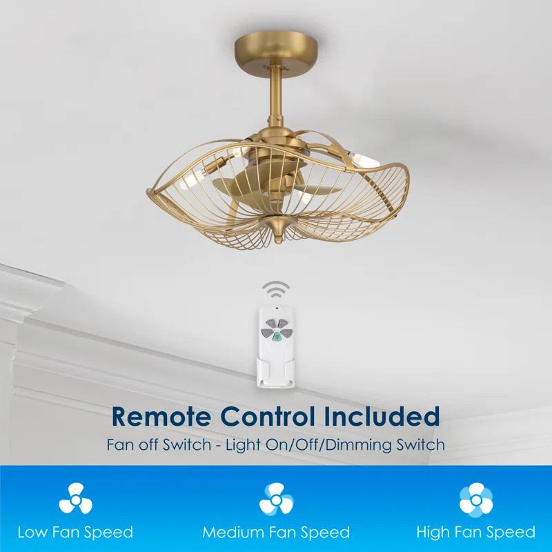 22" Akoni 3 - Blade Ceiling Fan with Light Kit Included