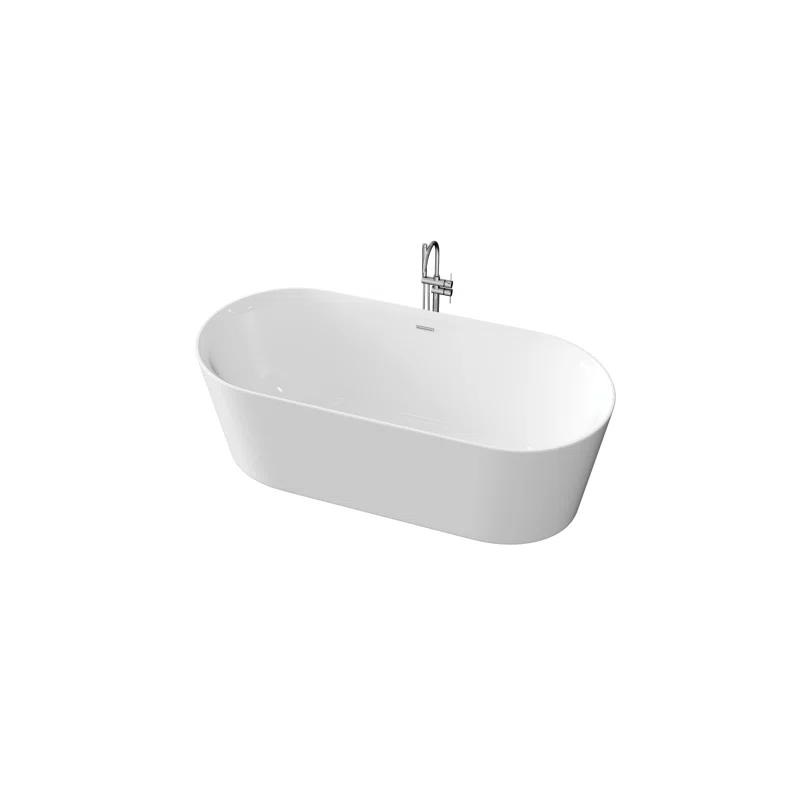 Rejoice 59'' x 29.5'' Freestanding Soaking Solid Surface Bathtub