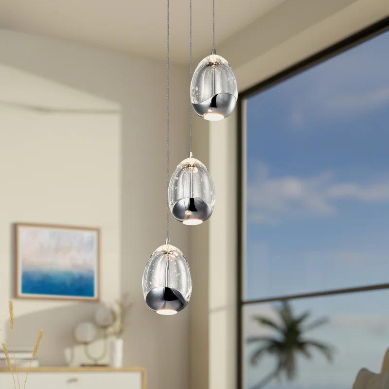 Artisan Deco 7.5" Polished Chrome Globe LED Pendant Light