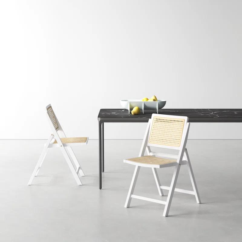 Desiree White & Natural Rattan Cane Folding Dining Chair