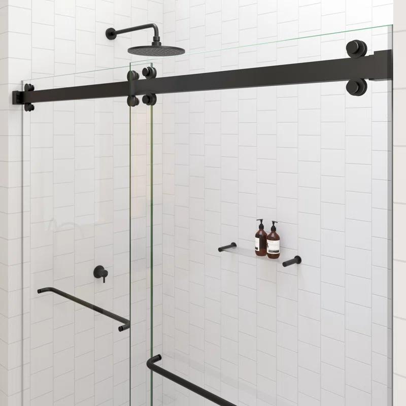 Polaris 60 in. x 60 in. Fully Frameless Sliding Bypass Bathtub Door