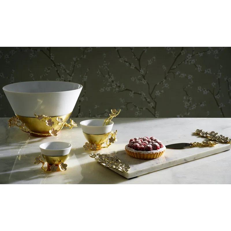 Handmade Cherry Blossom 32oz Ceramic Serving Bowl with Pedestal