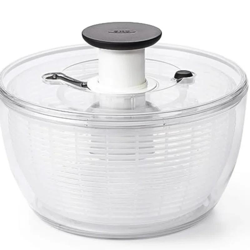 Clear & White 6.22 Qt Easy-Use Award-Winning Salad Spinner