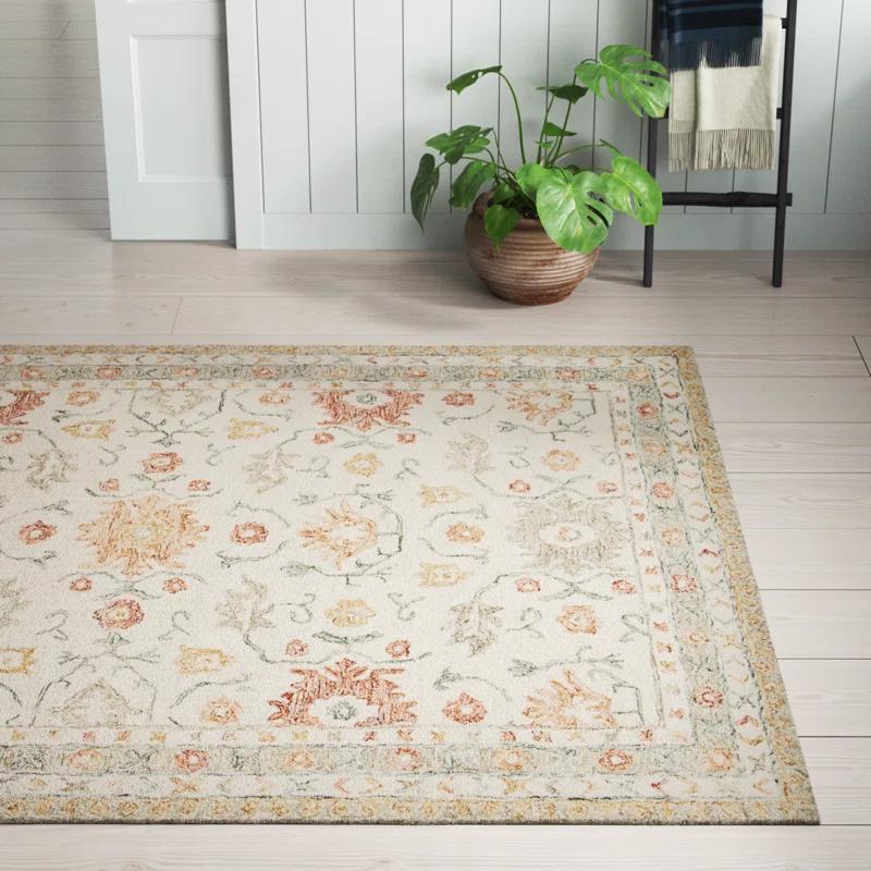 Handmade Ivory Oriental Wool Rug, 7'9" x 9'9"