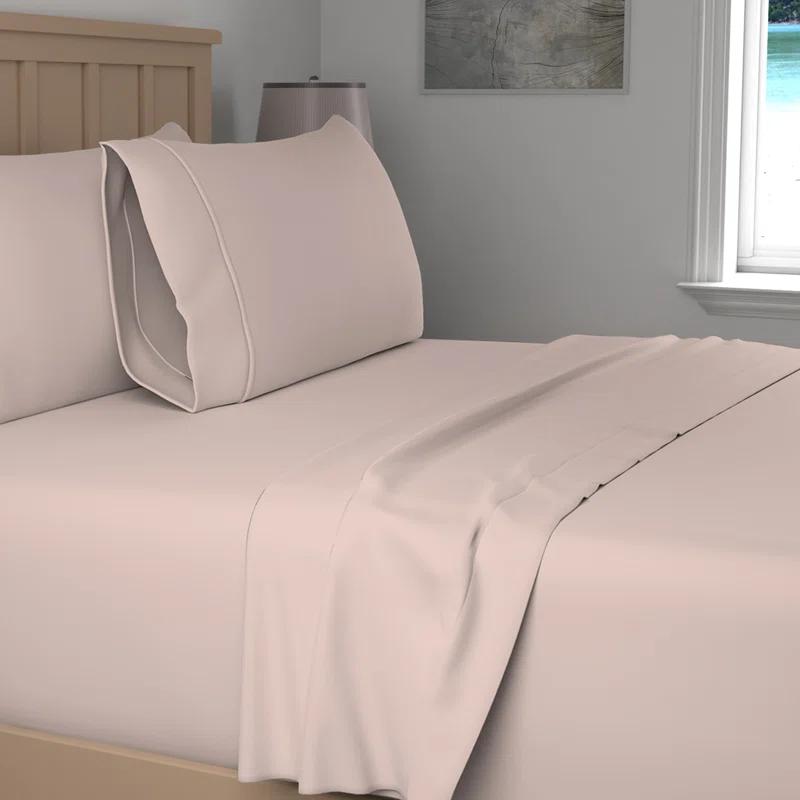 Blush Queen Cotton Percale Flat Sheet Set