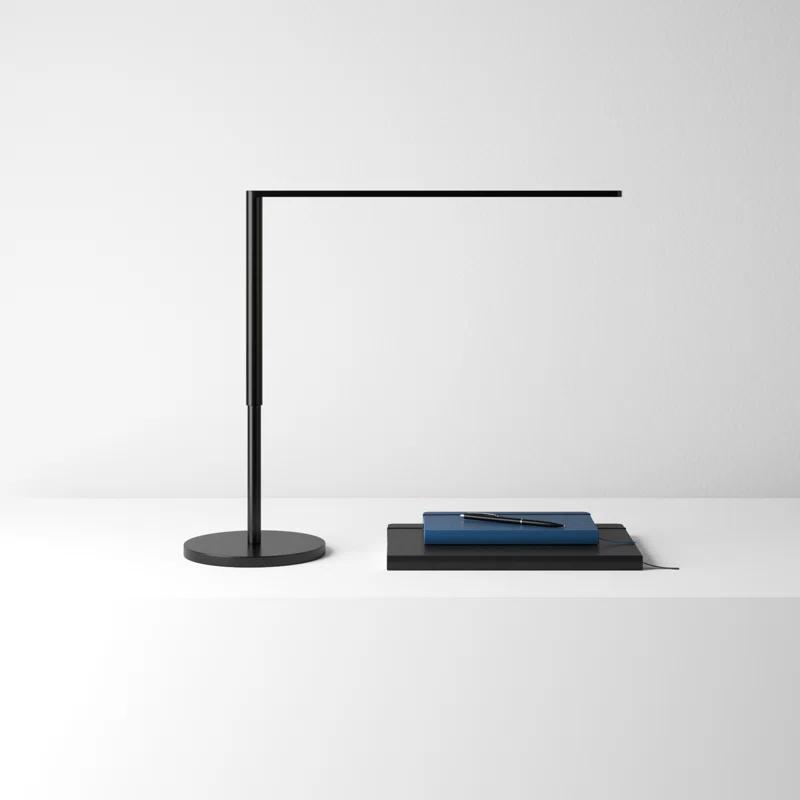 Sleek Metallic Black Lady7 LED Desk Lamp with USB Port