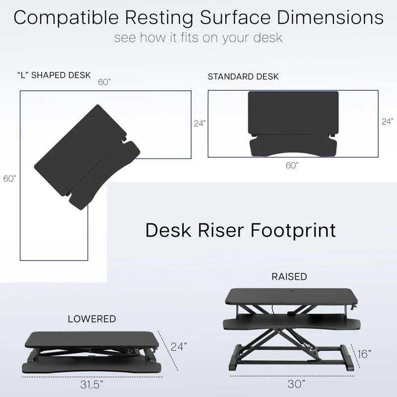 32" White Manual Height Adjustable Dual Monitor Desk Riser