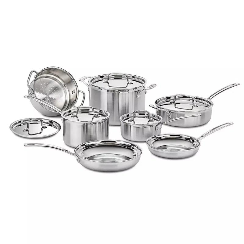 12-Piece Stainless Steel Cookware Set with Lids