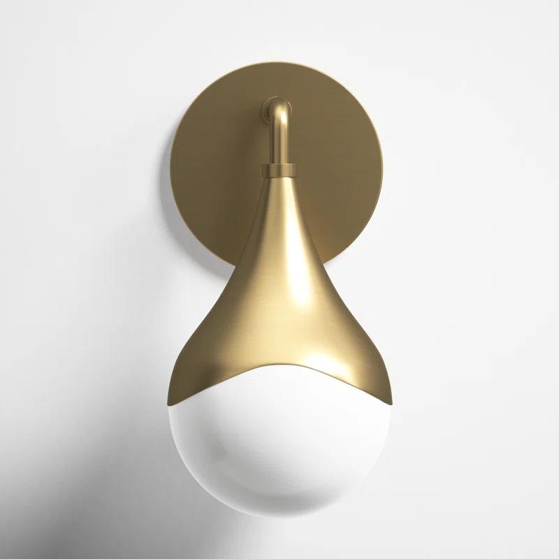 Algiers Aged Brass Single Light Dimmable Bath Sconce with Opal Glass