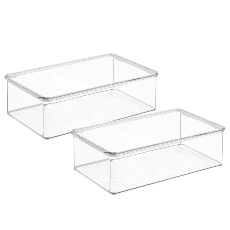 Clear Stackable Kids Shoe Organizer Box with Hinged Lid