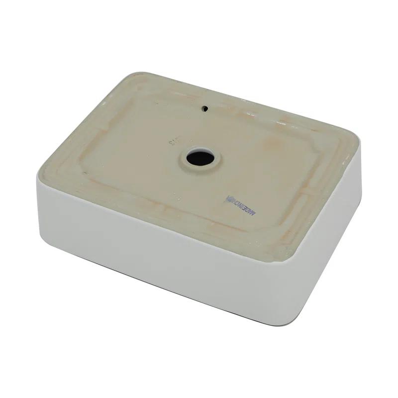 19 x 15 Inch Ceramic Rectangular Vessel Bathroom Sink Above Counter White Sink Bathroom Vessel Sink