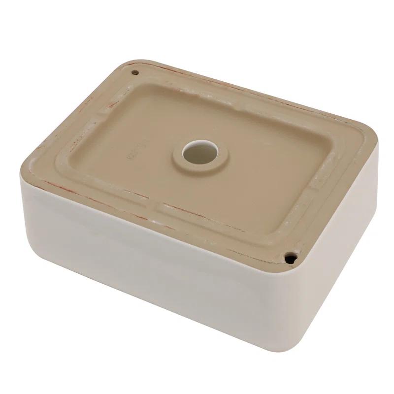 19 x 15 Inch Ceramic Rectangular Vessel Bathroom Sink Above Counter White Sink Bathroom Vessel Sink