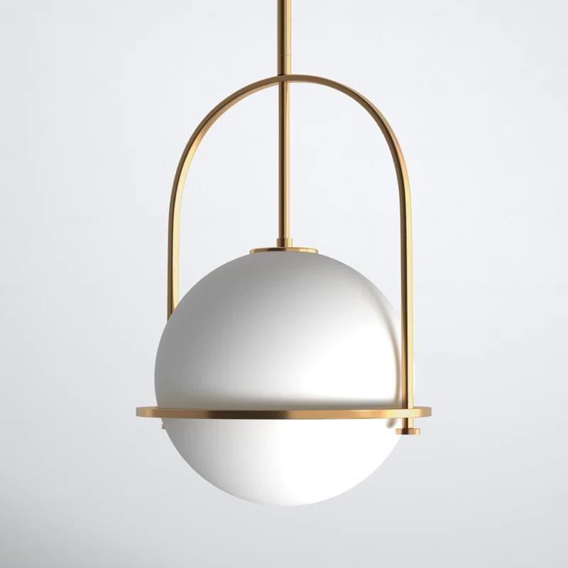 Heritage Brass Etched Opal Glass Globe Pendant Light