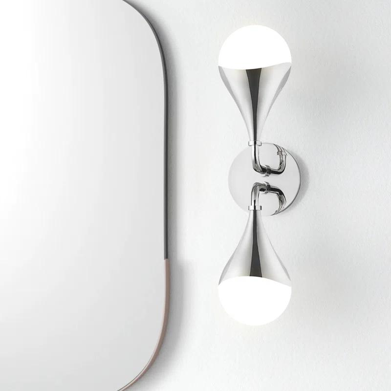 Ariana Polished Nickel 2-Light LED Bath Sconce with Opal Glass Shade