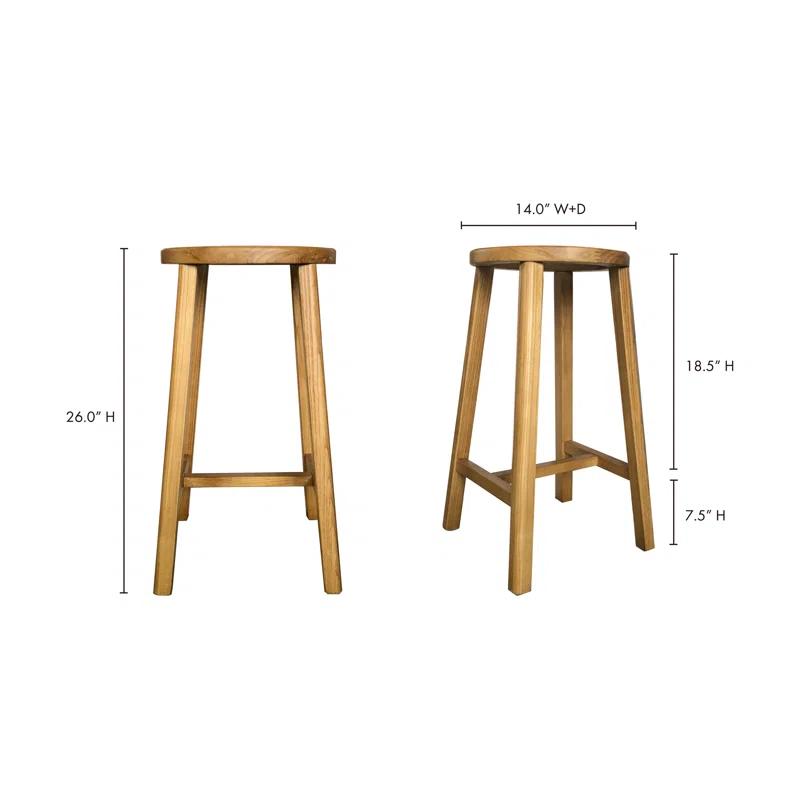 Elm and Rattan Natural Semi-Gloss Counter Stool