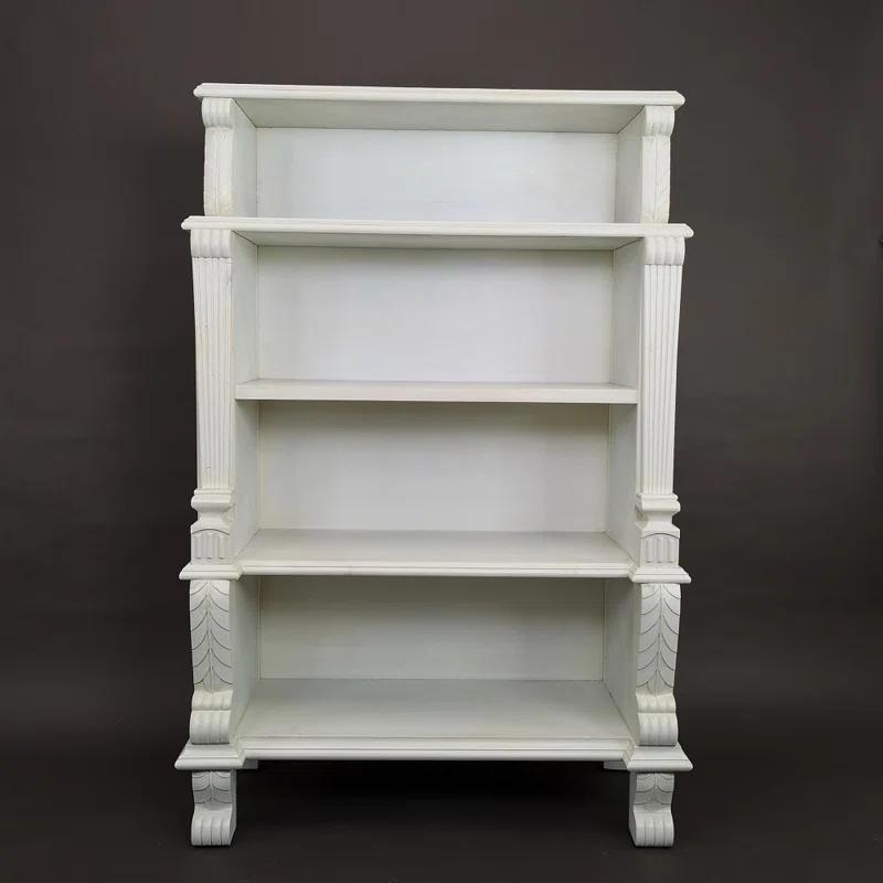 Adjustable Solid Pine White Classic 4-Shelf Bookcase