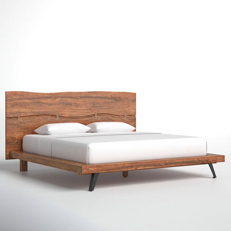 Madagascar King-Sized Contemporary Brown Wood Platform Bed