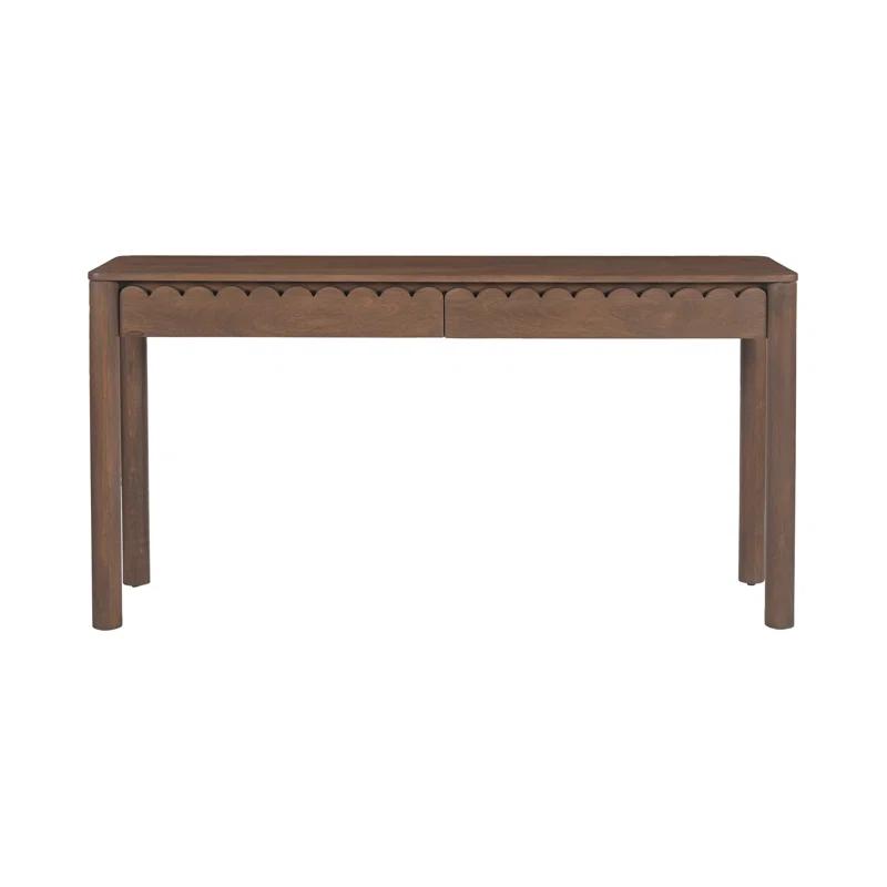 Brown Wood Console Table with Storage Drawers