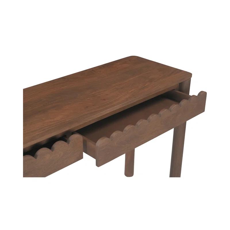 Brown Wood Console Table with Storage Drawers