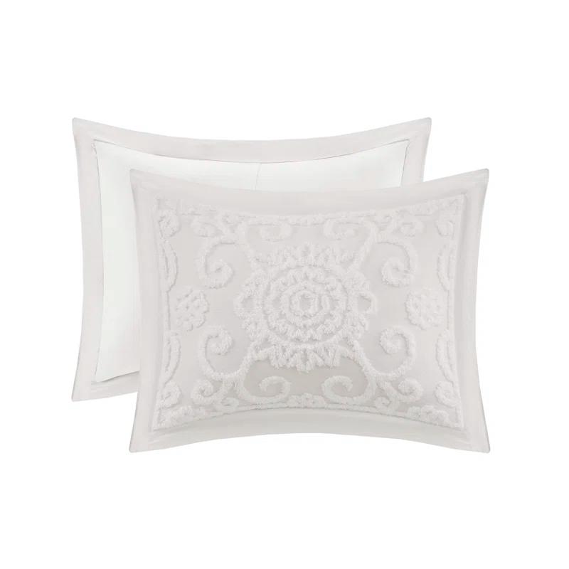 Ivory Cotton Embroidered Medallion 3-Piece Duvet Set