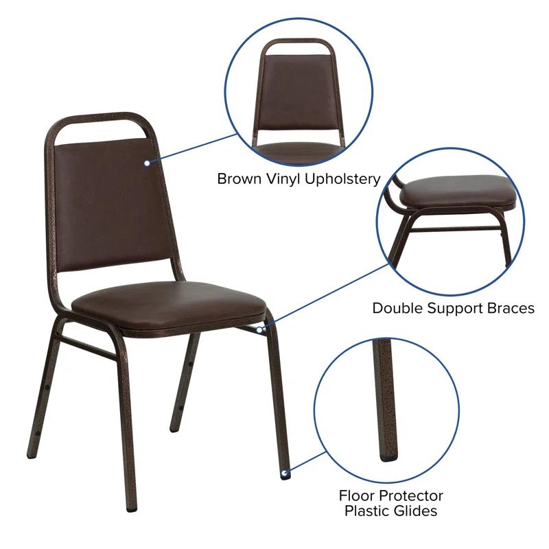 Brown Vinyl Stacking Banquet Chair with Copper Frame